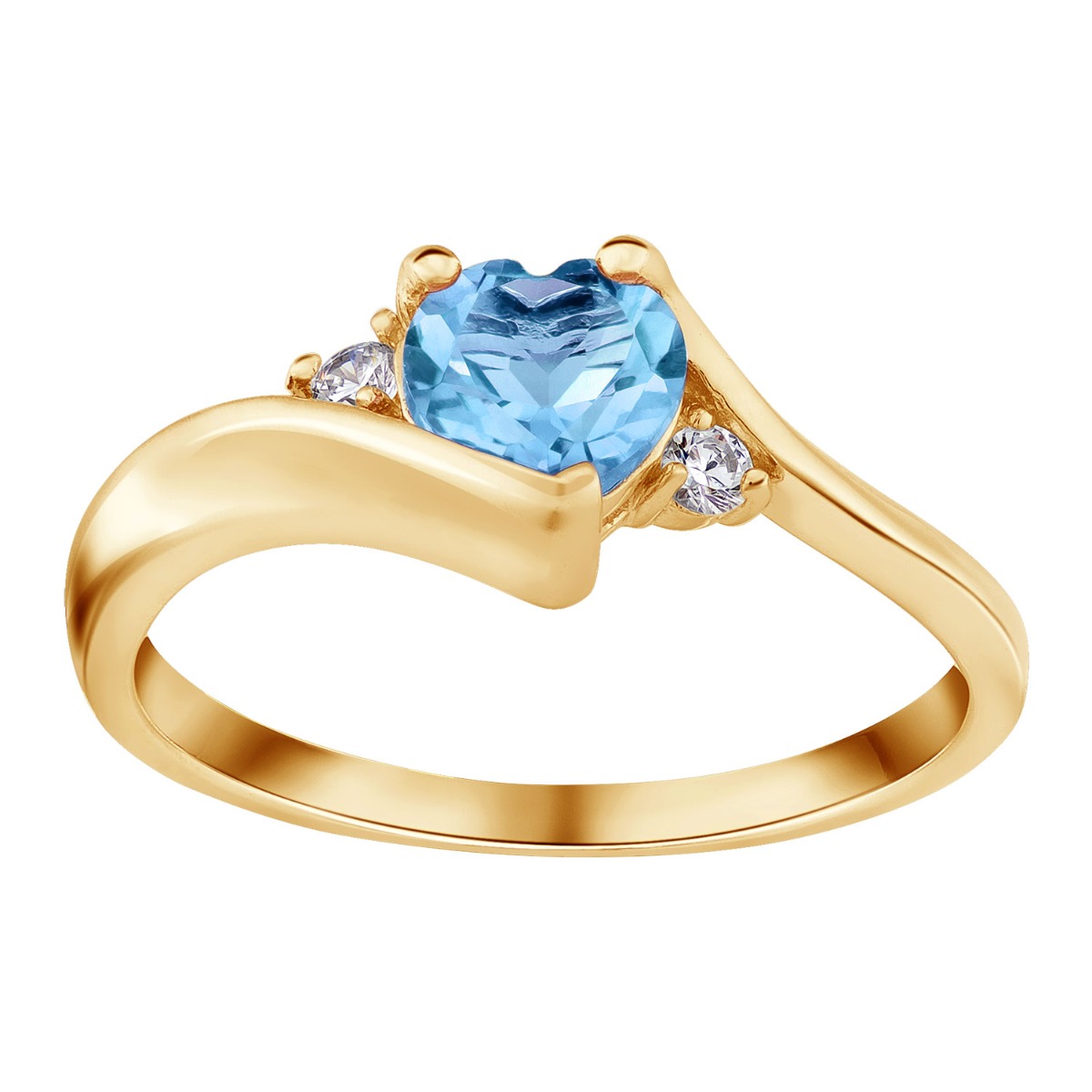 Gold over Sterling Birthstone Heart Ring with CZ Accent
