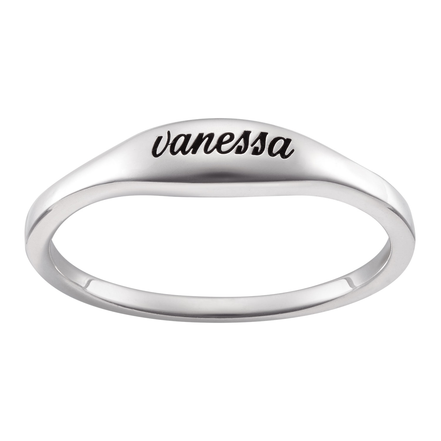 Sterling Silver Engraved Name Oval Stackable Ring
