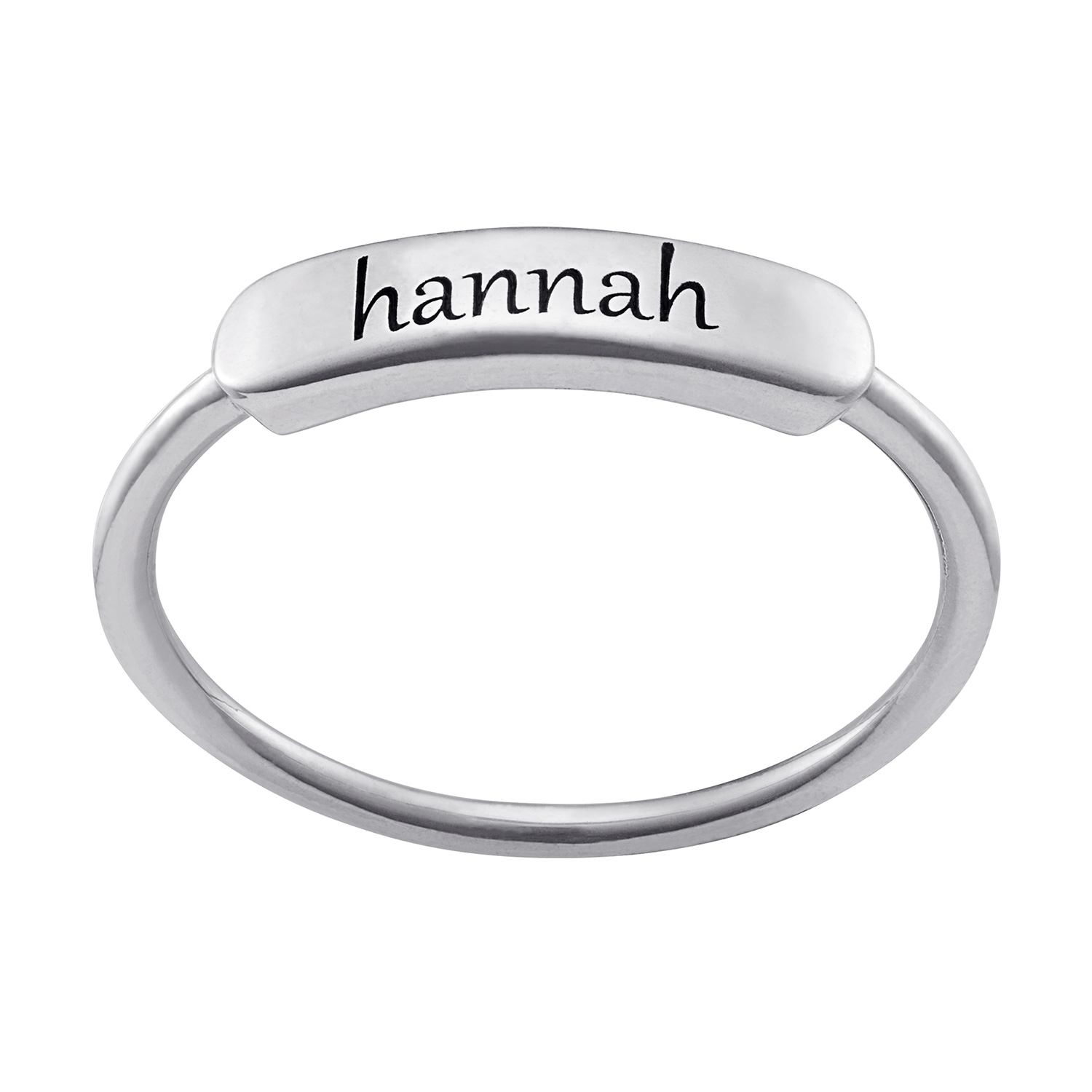 Sterling Silver Engraved Name Rectangle Ring