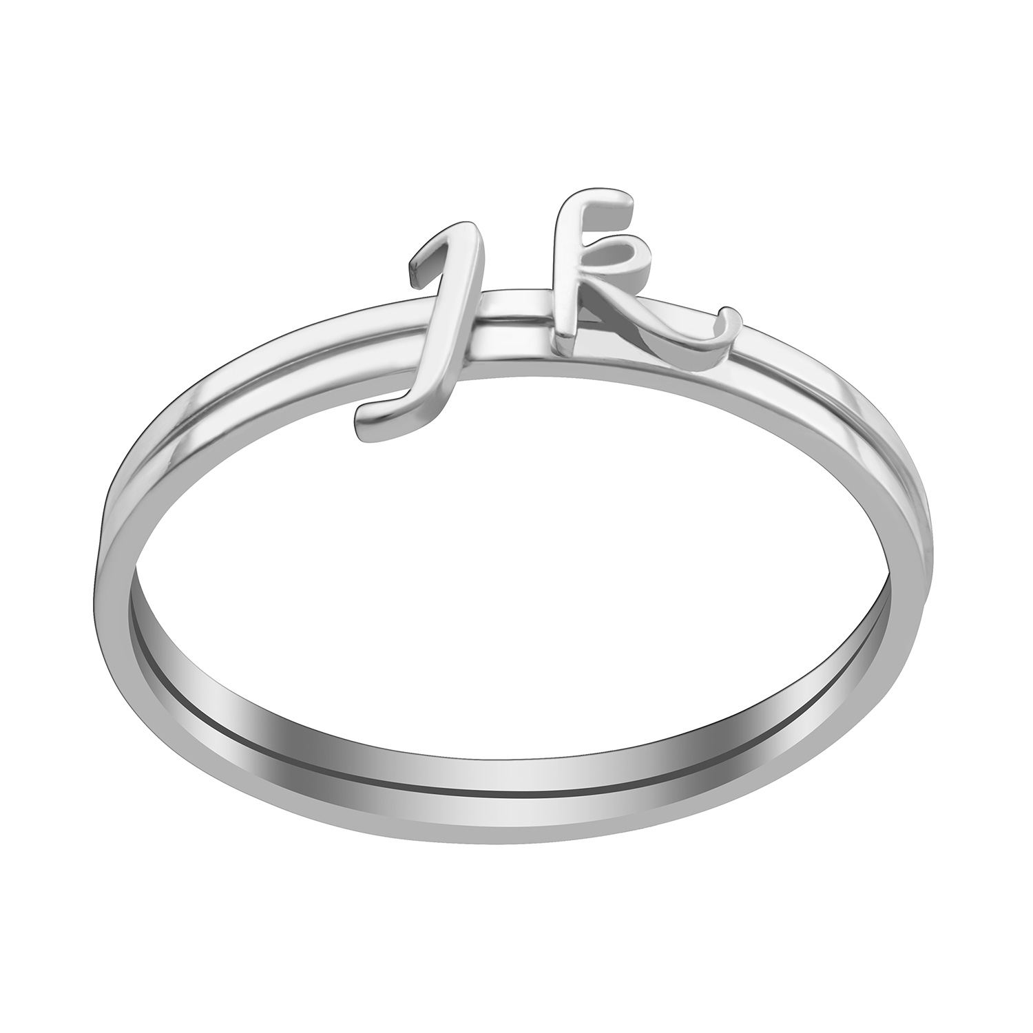 Sterling Silver Petite Lowercase Script Initials Ring - Set of 2