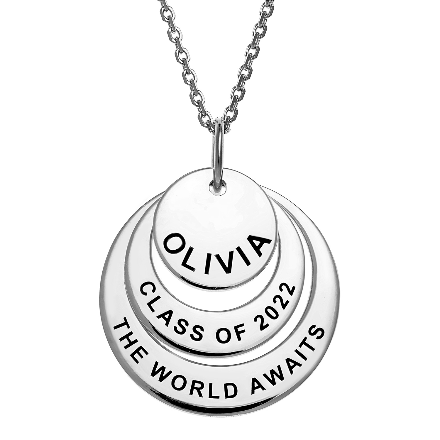 Sterling Silver Graduation Nesting Circles Necklace