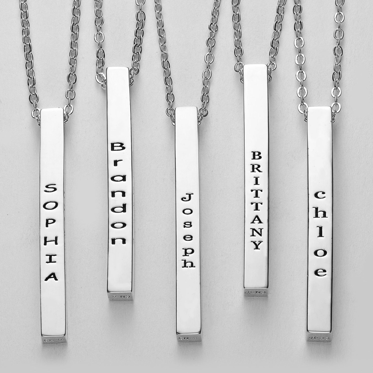 Vertical 4-sided engraved necklace