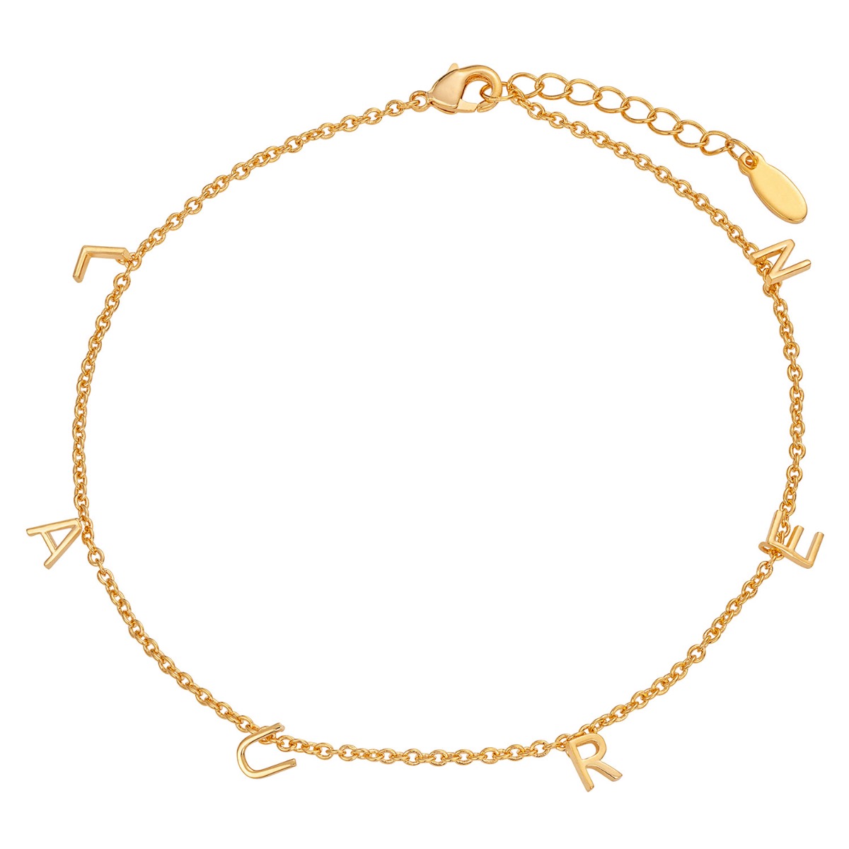 14K Gold Plated Dainty Name Anklet