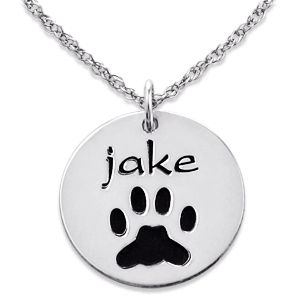 Sterling Silver Engraved Name & Paw Print
