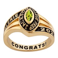 Ladies Gold Over Sterling Birthstone Traditional Class Ring