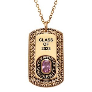 Gold Plated Birthstone Engraved Class Necklace