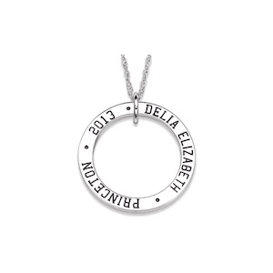Sterling Silver Graduation Memories Engraved Disc Necklace